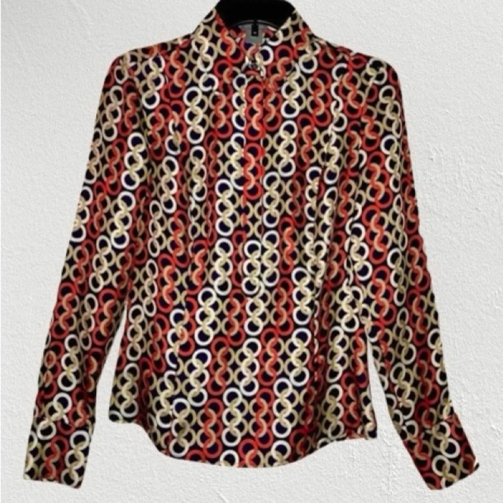 Ann Taylor Silk Chainlink Design Blouse